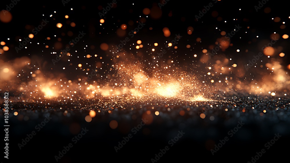 Naklejka premium Abstract background with glowing particles and smoke.