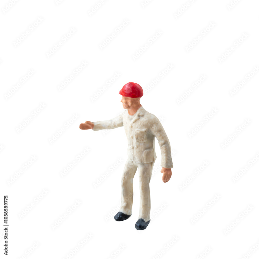 Miniature construction worker isolate on white background with clipping path Miniature construction worker isolate on white background with clipping path