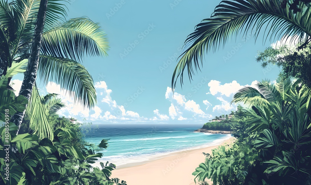 Fototapeta premium tree on the beach,a_tropical_beach,generation AI