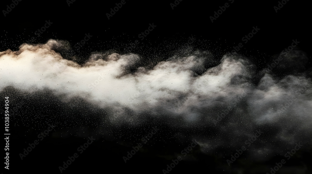 Dust Clouds in Motion Against Black Background Dust Clouds in Motion Against Black Background