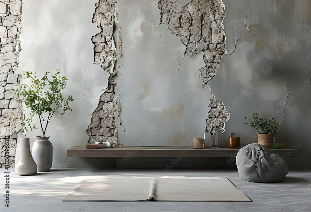 mockup of grunge plaster on gypsum wall, background with copy space. Minimalist interior design of modern living room mockup of grunge plaster on gypsum wall, background with copy space. Minimalist interior design of modern living room