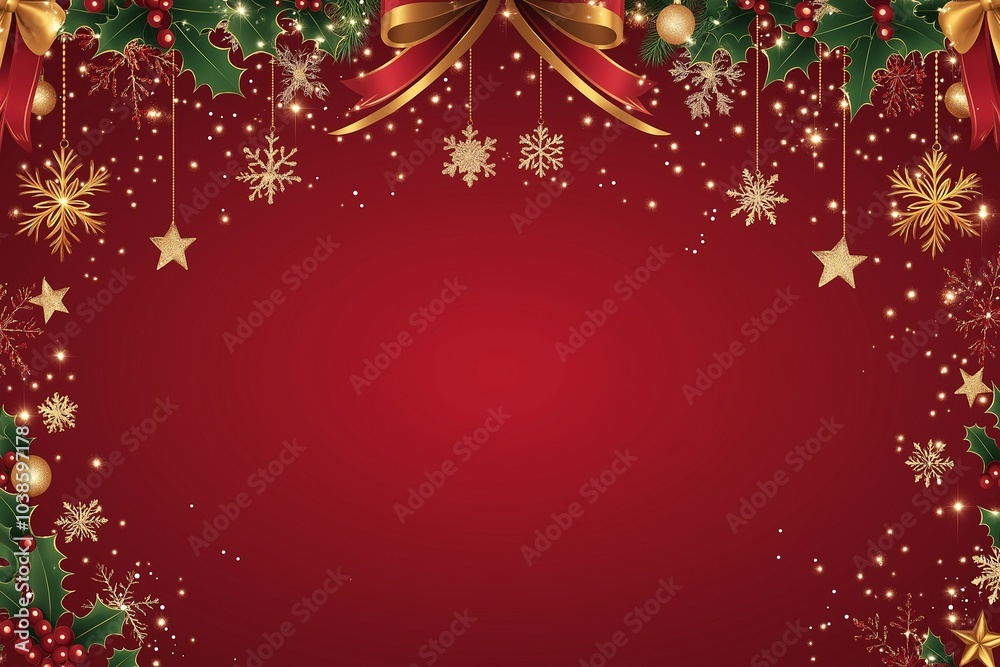 A classic Christmas background in bright red with luxurious double side borders. A classic Christmas background in bright red with luxurious double side borders.