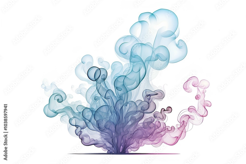 Obraz premium mystical cloud or vapor design with a gradient of blue to purple, symbolizing creativity, imagination, or abstract thoughts