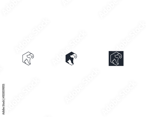 Dog and cat logo design template vector, line of pet logo design suitable for pet shop, store, cafe, business, hotel, veterinary clinic, Domestic animal vector illustration logotype, sign, symbol.