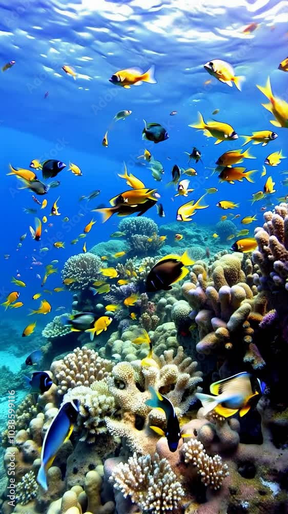 Poissons tropicaux nageant autour d'un récif corallien Poissons tropicaux nageant autour d'un récif corallien
