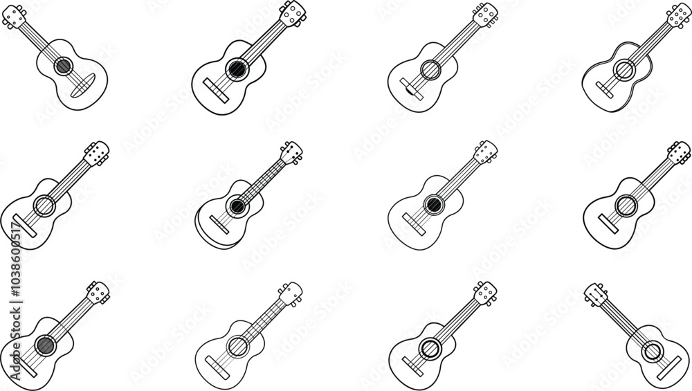 Line Art Guitar Design Vector Illustration Line Art Guitar Design Vector Illustration