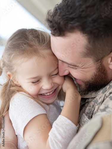 Warm Reunion Between Military Member and Child