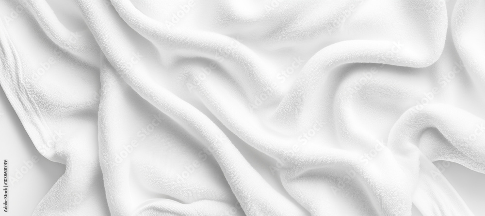 Fototapeta premium White Towel Texture Close-up, Soft Fabric Background