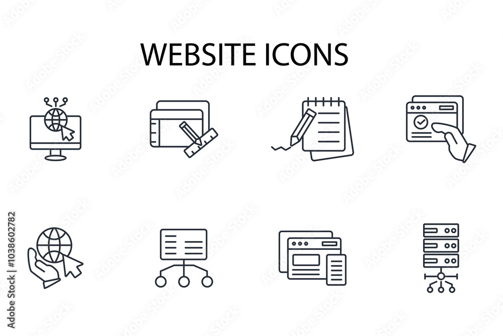 Website icon set.vector.Editable stroke.linear style sign for use web design,logo.Symbol illustration. Website icon set.vector.Editable stroke.linear style sign for use web design,logo.Symbol illustration.