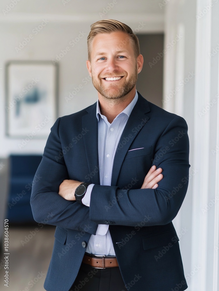 a happy and successful realtor, businessman and real estate agent presents a new home or office. His role as a consultant highlights expertise in the real estate market. a happy and successful realtor, businessman and real estate agent presents a new home or office. His role as a consultant highlights expertise in the real estate market.