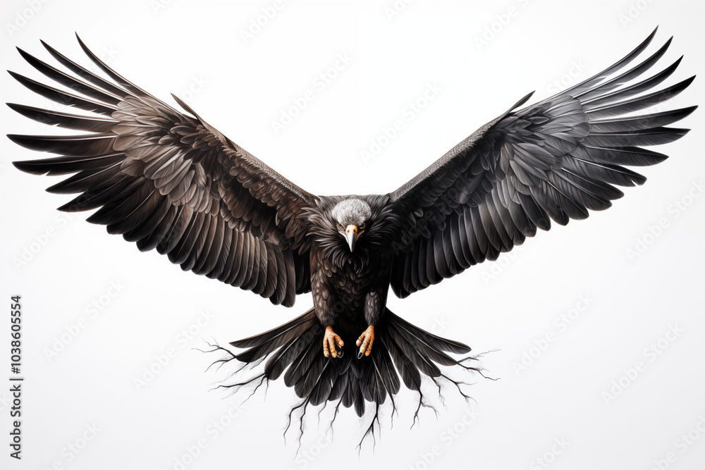 Obraz premium Black eagle tattoo on white background. Eagle tattoo. Bird tattoo. Tattoo ideas. For tattoo artists. Tattoo parlor. Love tattoo. Black ink. My tattoo.