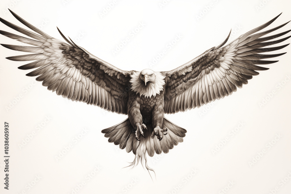 Naklejka premium Black eagle tattoo on white background. Eagle tattoo. Bird tattoo. Tattoo ideas. For tattoo artists. Tattoo parlor. Love tattoo. Black ink. My tattoo. 