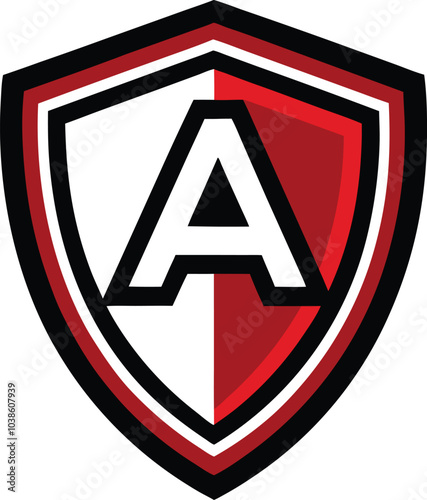 Free Download Shield Logo Design:Bold Red and White A initial Logo - GFXLoad