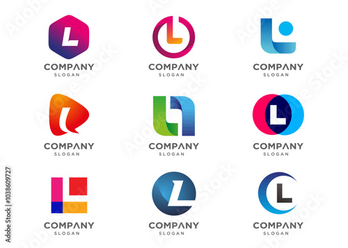 Abstract letter L logo icon set. Abstract logos collection. Geometrical abstract logos. Icon design. Logo Design for business of modern luxury, elegant, simple.