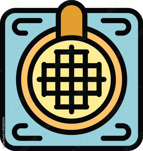 Colorful icon showing water going down drain hole into sewer system