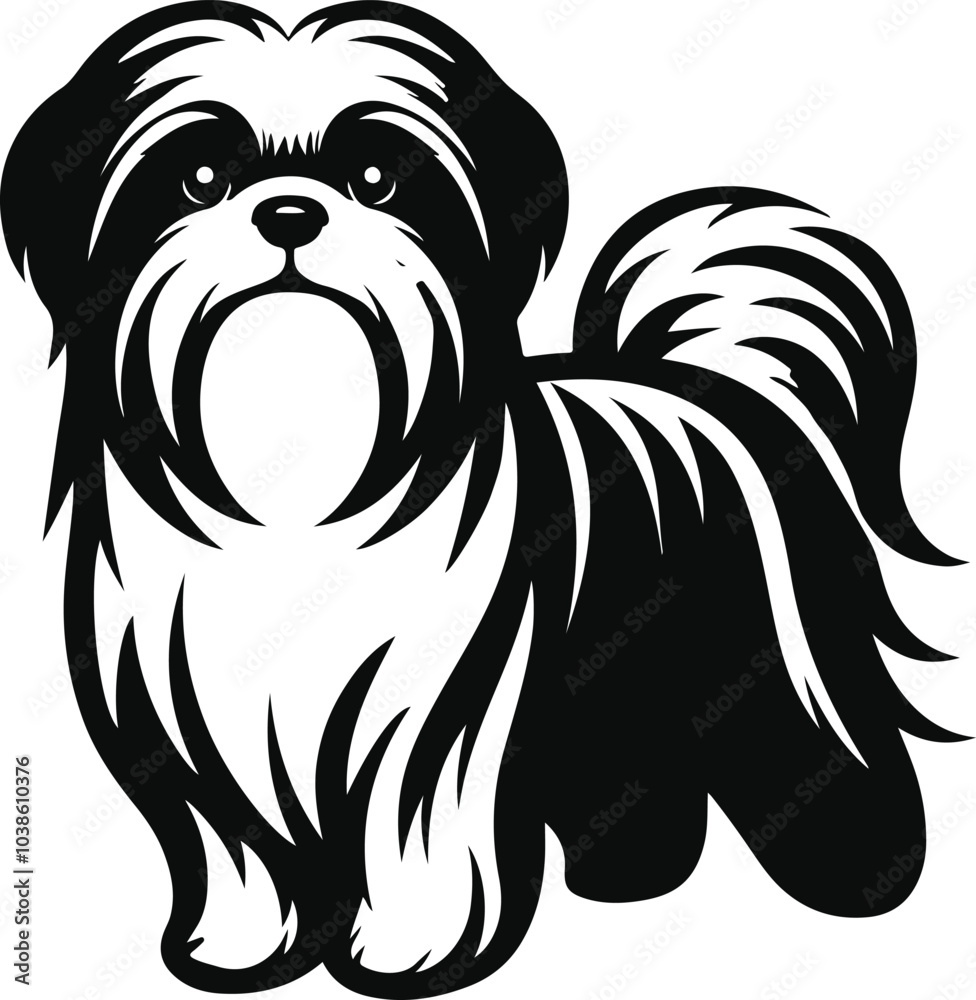 Obraz premium Shih Tzu poses a Charming vector silhouette Dog Design