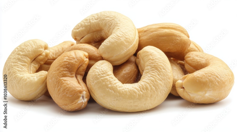 Cashews are a tasty and healthy snack. They have a smooth, light beige color and a curved shape. You can eat them raw, roast them, or use them in cooking. Cashews are a tasty and healthy snack. They have a smooth, light beige color and a curved shape. You can eat them raw, roast them, or use them in cooking.