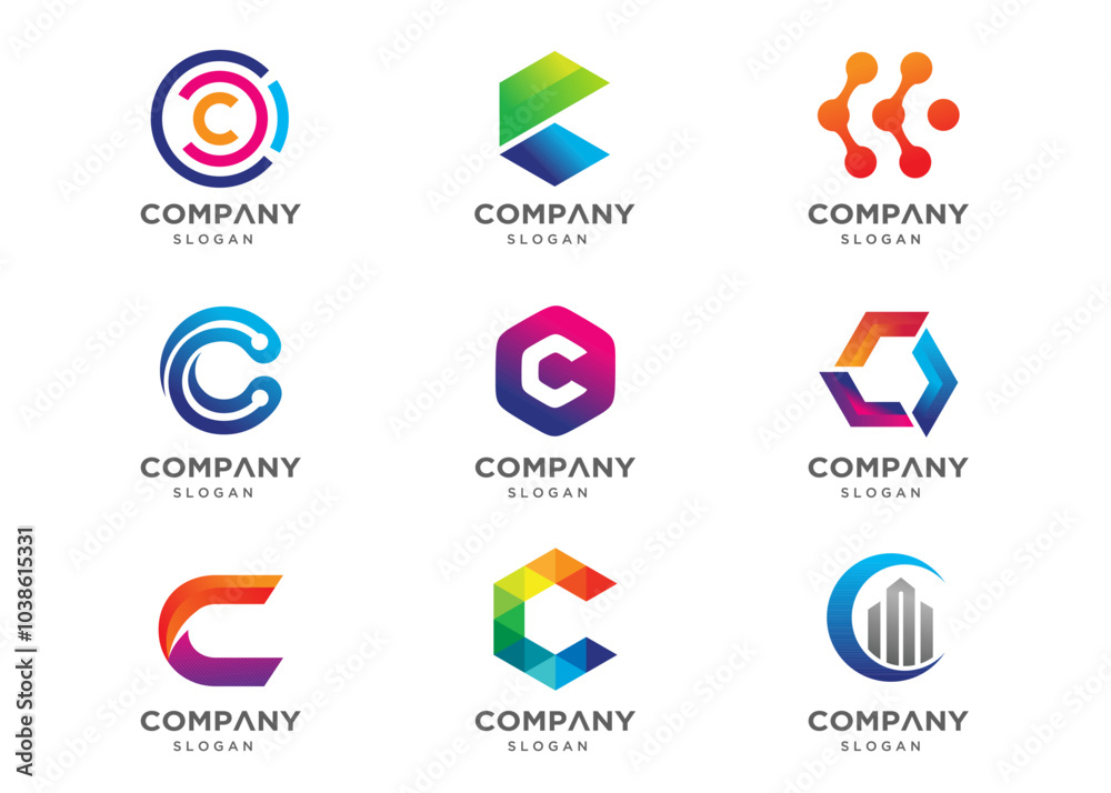Abstract letter C logo icon set. Abstract logos collection. Geometrical abstract logos. Icon design. Logo Design for business of modern luxury, elegant, simple. Abstract letter C logo icon set. Abstract logos collection. Geometrical abstract logos. Icon design. Logo Design for business of modern luxury, elegant, simple.