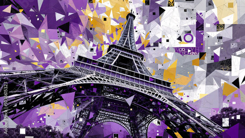 Eiffel Tower geometric study with sage accents
