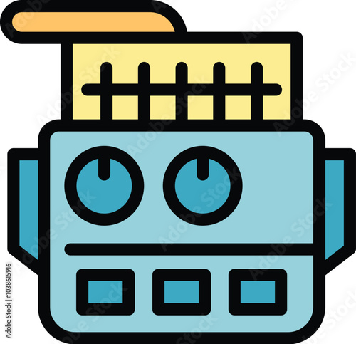 Modern deep fryer with temperature control knobs for frying food, filled outline icon