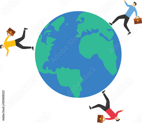 Businessman compete by running away and catch each other on the world, planet earth. Global business competitor, innovation that change the agile world, international working abroad.

