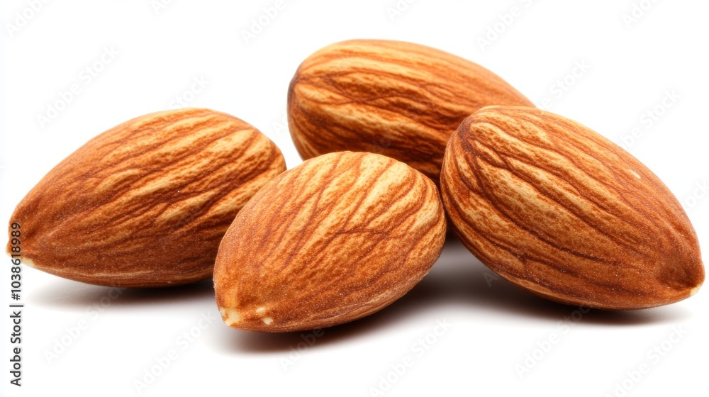 Three almonds are shown against a white background. You can easily cut them out and use them in your designs. Three almonds are shown against a white background. You can easily cut them out and use them in your designs.