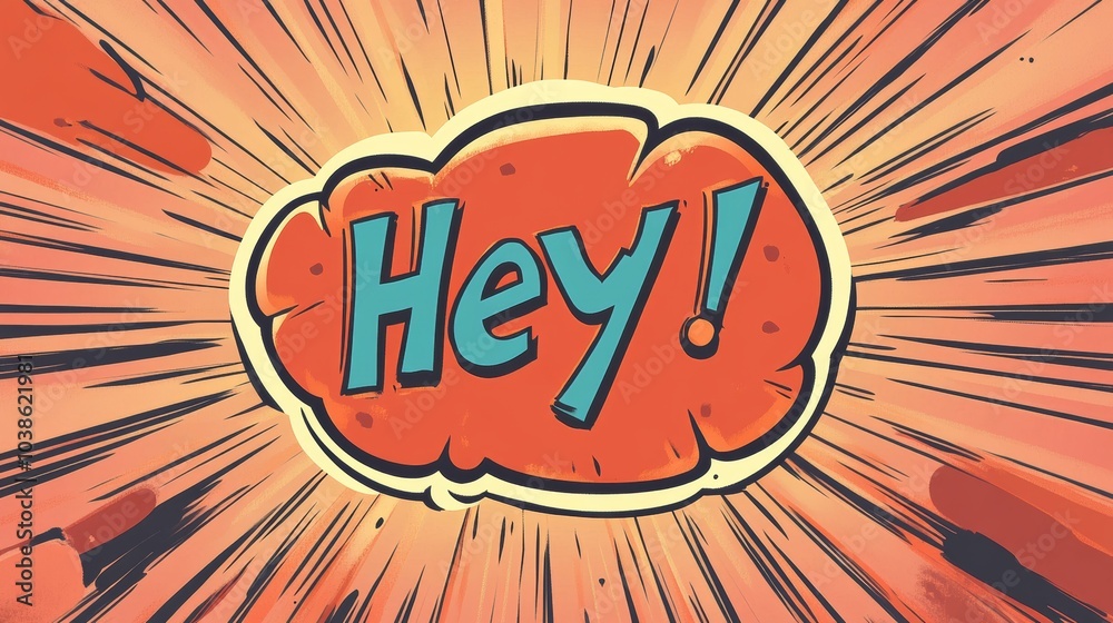 A cartoon speech bubble with the words 