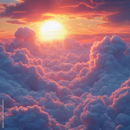 hyper realistic photo of  sun and cloud background with a pastel colored photo