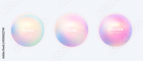 Abstract circle shapes with gradient isolated on white background. Vector set. Fluid vivid gradients for banners. Modern trendy design. Liquid shape. Colorful bright neon template. Dynamic soft color.
