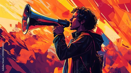 Young Man with a Megaphone