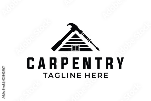 Home building logo design. Carpentry services vector design..eps