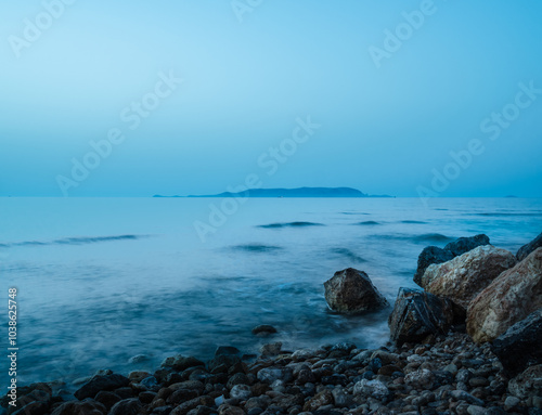 Sea and Rocks in front of the island, Dia