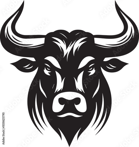 Head of bull silhouette vector design photo