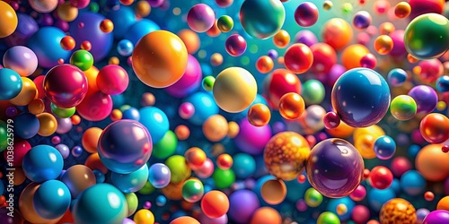 A Symphony of Spheres Vibrant Hues and Gleaming Surfaces Dance in a Joyful Abstract Composition