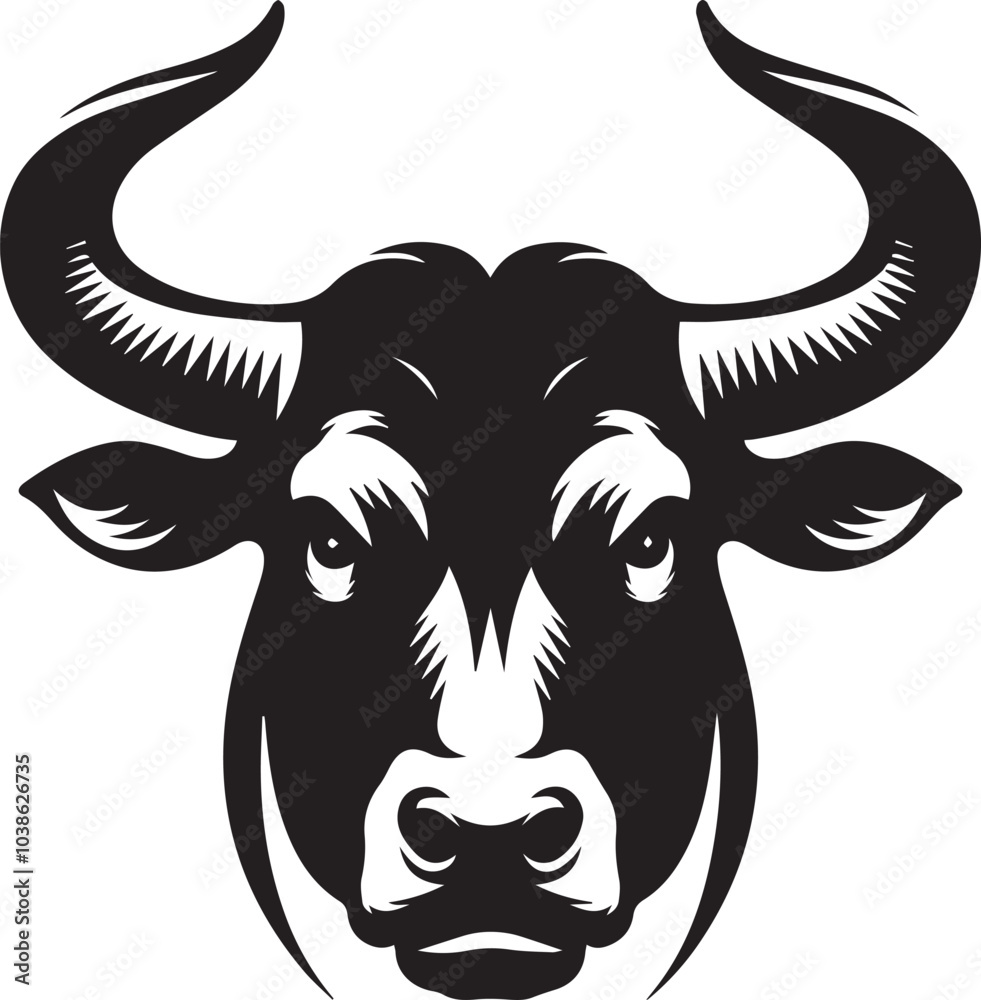 Naklejka premium Head of bull silhouette vector design