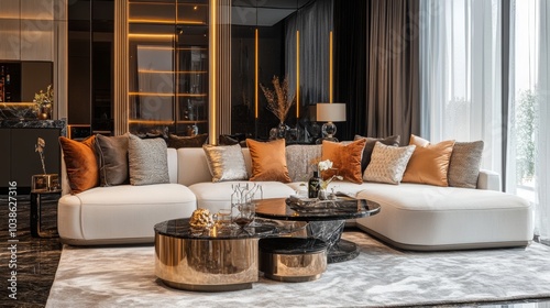 Wallpaper Mural A comfortable living room with a stylish sofa and a coffee table. Torontodigital.ca