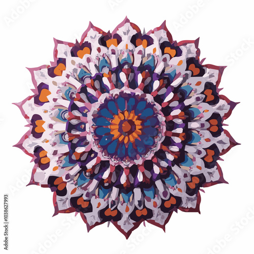 Intricate Mandala Pattern Design Symmetrical Line Art for Decoration Coloring
