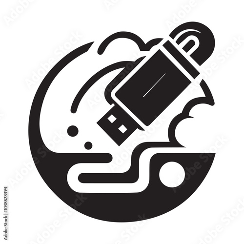 Minimalist USB Pen drive Logo Icon Vector Illustration