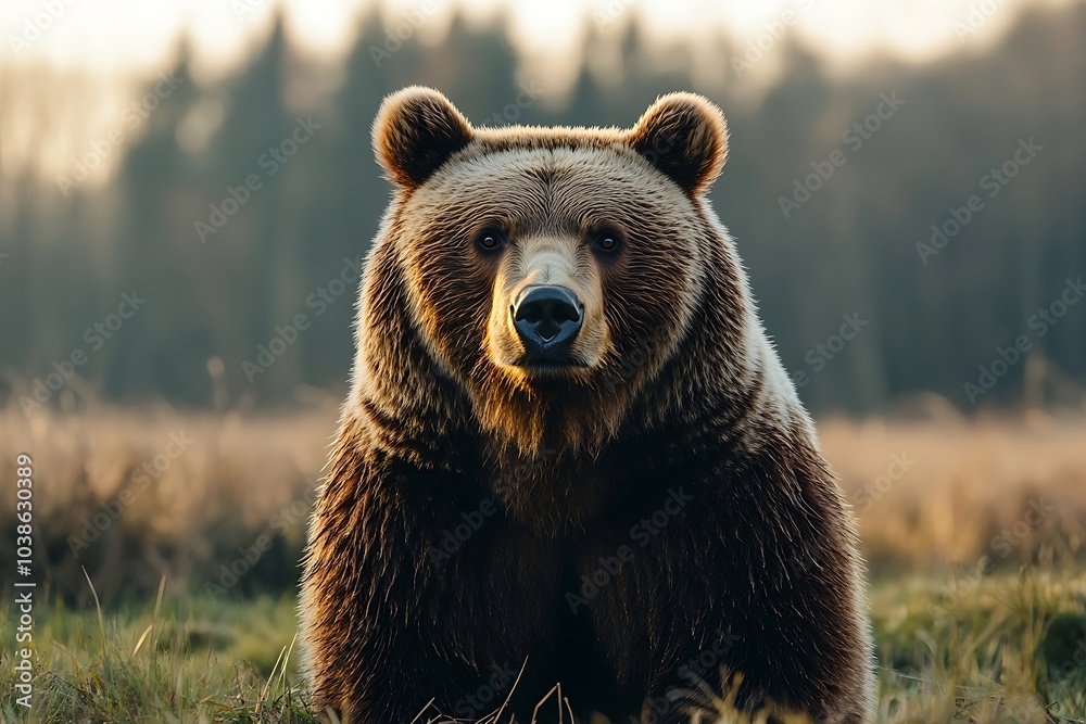 Powerful Bear Portrait with Intense Gaze and Dark Fur