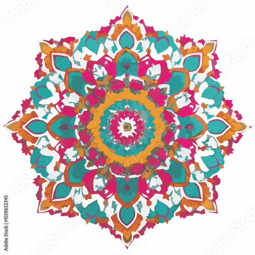 Intricate Mandala Pattern Design Symmetrical Line Art for Decoration Coloring