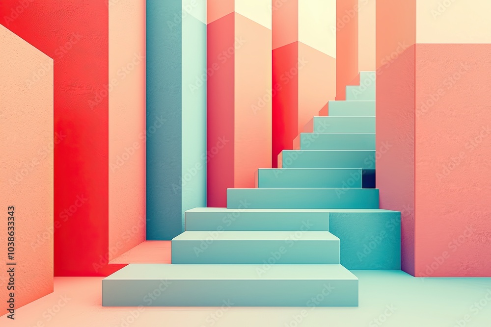 Obraz premium Colorful stairway and walls 