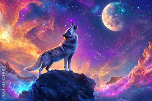wolf howling at night