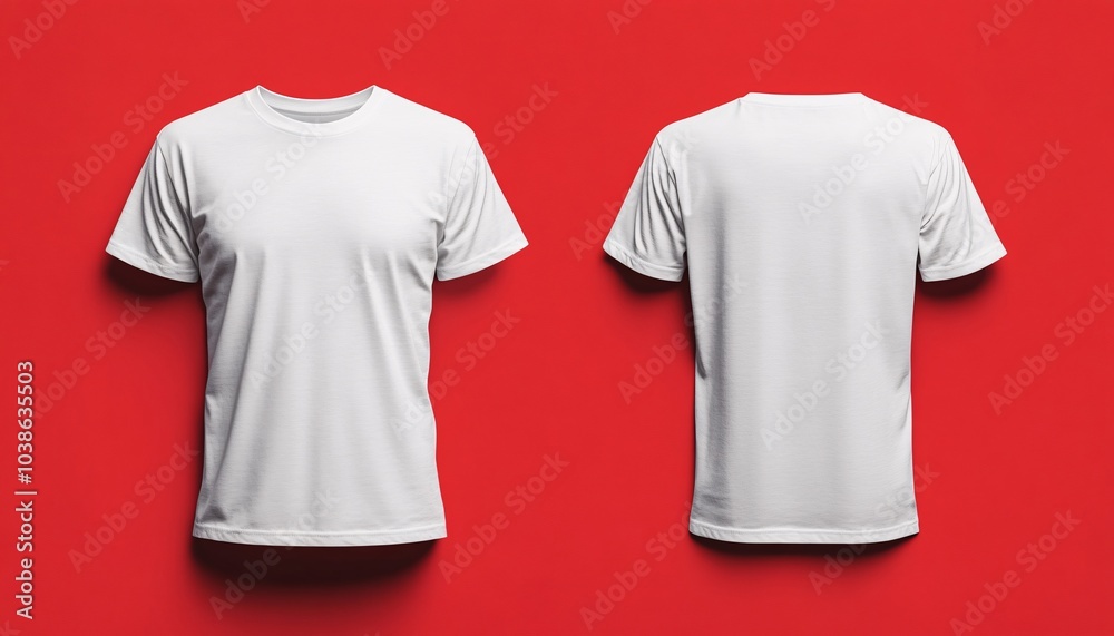 Classic Front and Back View T-Shirt Mockup of Blank Clothes Template for Design Presentations and Showcase Classic Front and Back View T-Shirt Mockup of Blank Clothes Template for Design Presentations and Showcase