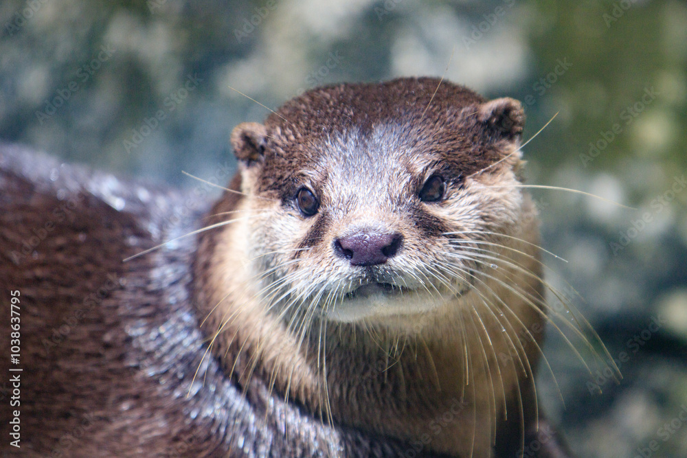 Close-Up Portrait of an Alert River Otter