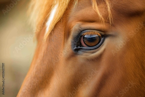 An intricate close-up of a horse's eye, capturing the depth and detail of the animal's expressive gaze.