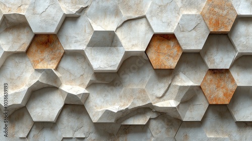 wall background with white wall colored hexagon texture photo