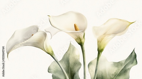 Wallpaper Mural A serene illustration of calla lilies with soft colors and delicate details. Torontodigital.ca