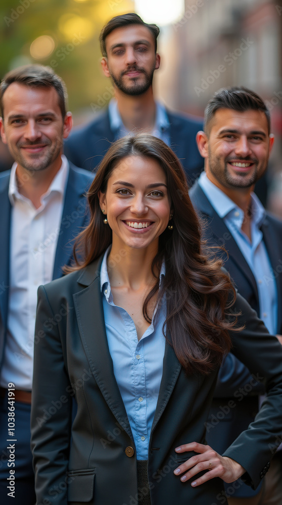 Diverse Group of Professionals in Real Estate – Vibrant Office Team Collaborating and Smiling in Business Attire Diverse Group of Professionals in Real Estate – Vibrant Office Team Collaborating and Smiling in Business Attire