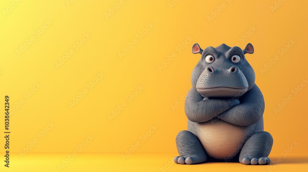 Snarky Baby Hippo Sitting with Crossed Arms Snarky Baby Hippo Sitting with Crossed Arms
