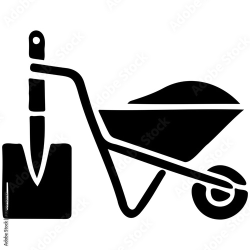 Farm machinery and tools silhouette for agricultural and crop production